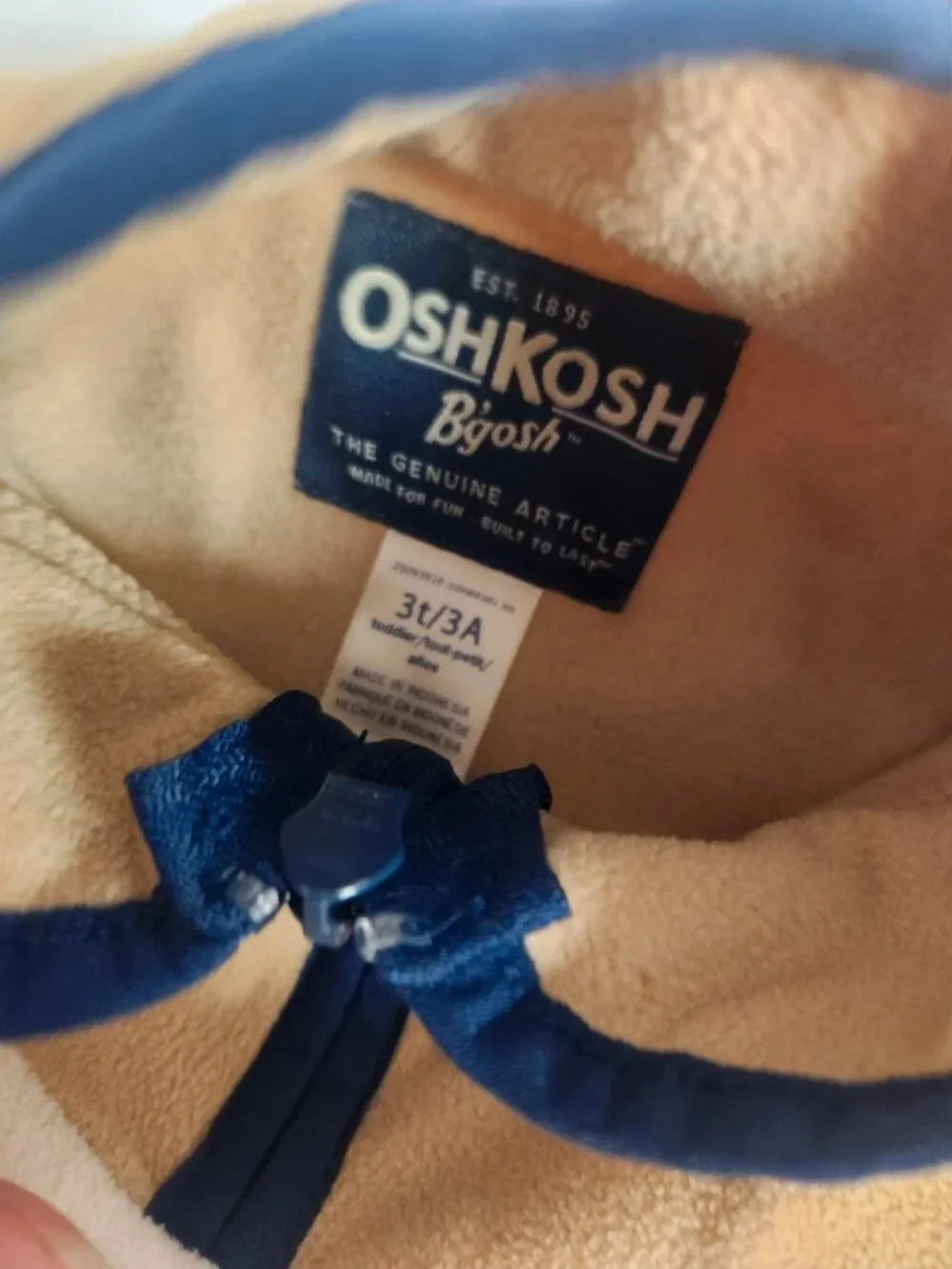OshKosh Beige Khaki Quarter Zip Fleece Pullover 3t